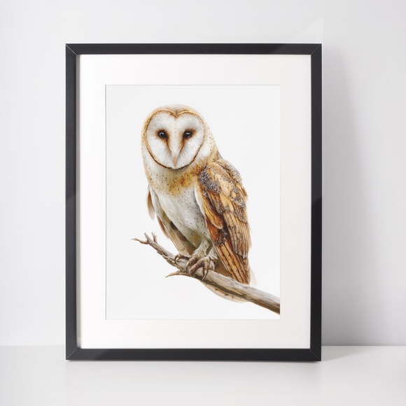 Watercolor Barn Owl Portrait Wall Art Print, Unframed - Mystical Woodland - Picture 3 of 6